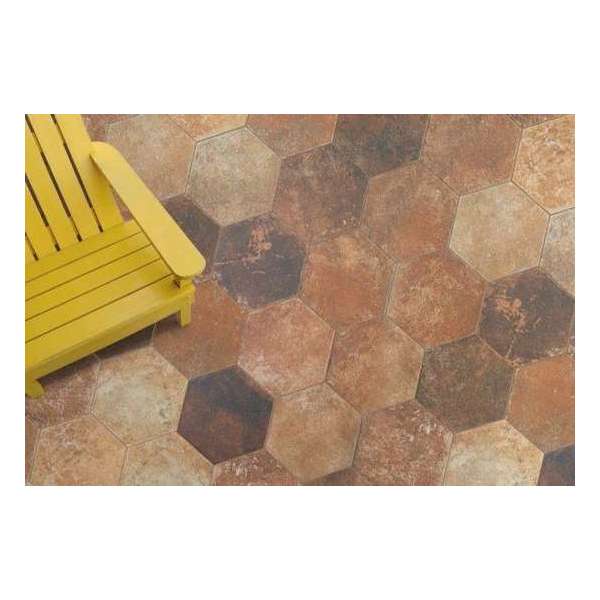 Hexagon tegel | Pompei | 20 x 24 cm | Marron