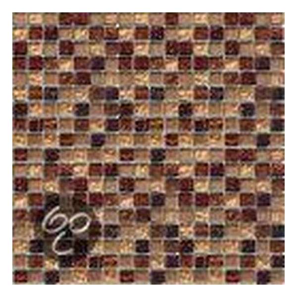 Alfa Mosaico Mozaiek Fantasia mix bruin travertine/glas 1,5x1,5x0,8 cm -  Mix, Bruin Prijs per 1 matje.