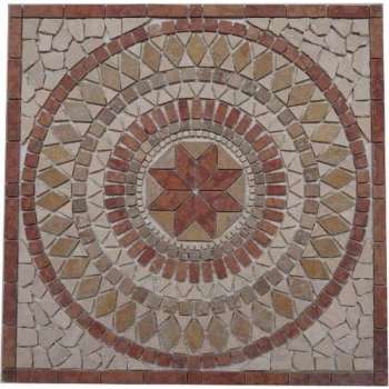 Mozaiek tegel medallion - 60 x 60 cm - rood creme beige 024