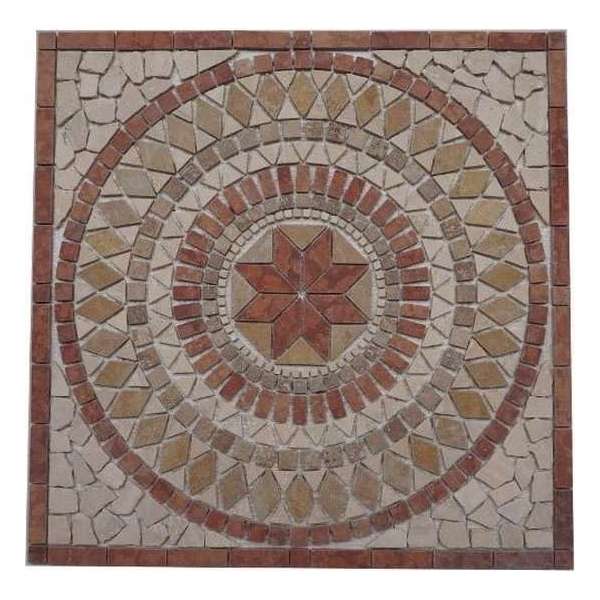 Mozaiek tegel medallion - 60 x 60 cm - rood creme beige 024