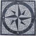 Marmer mozaiek tegel medallion windroos grijs 60 x 60 cm