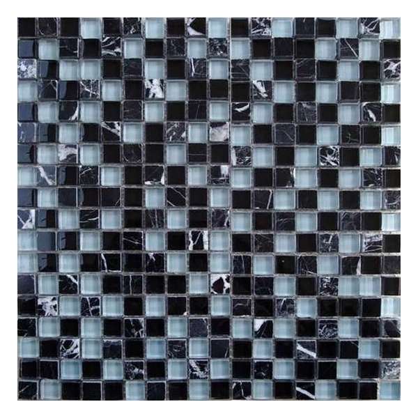 Alfa Mosaico Mozaiek Illusion mix blauwgrijs glas/marmer 1,5x1,5x0,8 cm -  Mix, Blauw, Grijs Prijs per 1 matje.