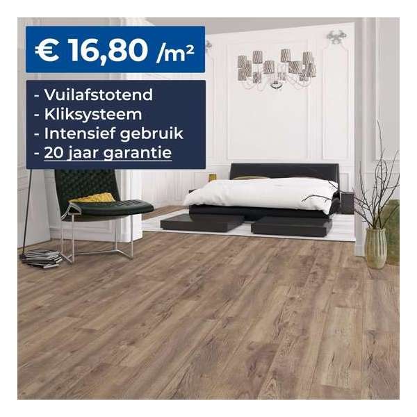 HDM Homebrand Laminaat - Finesse Natural Oak - Vloer -  Kliksysteem – Embossed - 8mm – V-groef - 20 Jaar Garantie