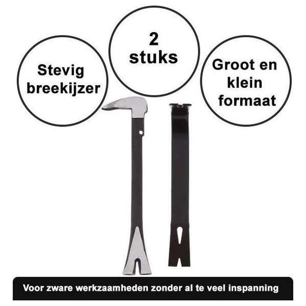 Professionele Koevoet set - Koevoetset - Breekijzer - Breekijzerset - Miniset - 2 Delig