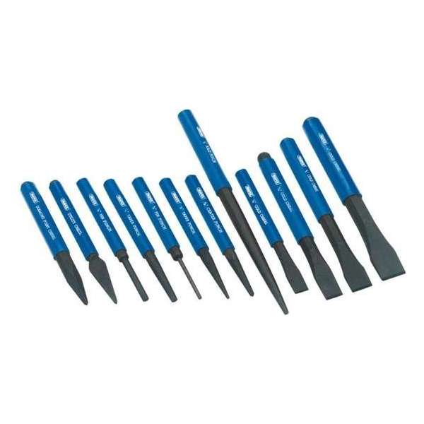 Draper Tools Koudbeitel en drevel set blauw 12-dlg 26557