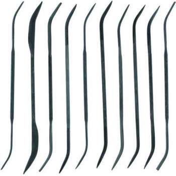 Budget riffler curved file set - gebogen vijlen - 10x - Vallejo Tools - T03003