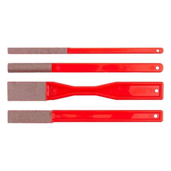 KGS PRO Diamant-handvijlen, 4 stuks (combinatie-set van 4 verschillende vormen, Rood (grit 200))