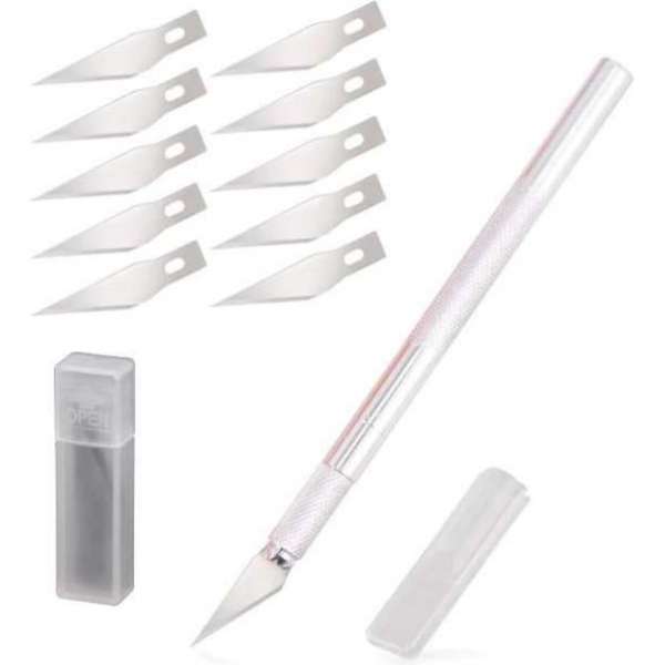 Scalpel Set Inclusief 10 Extra Mesjes - Hobbymes Scalpelmes Precisiemes