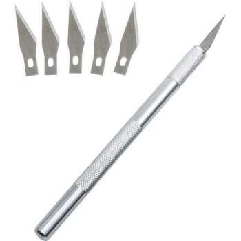 Scalpel mes met 5 extra mesbladen - Scalpelmes - Penmes - Hobbymes - Snijmes - Chirurgisch mes - Precisie mes - 7 delig