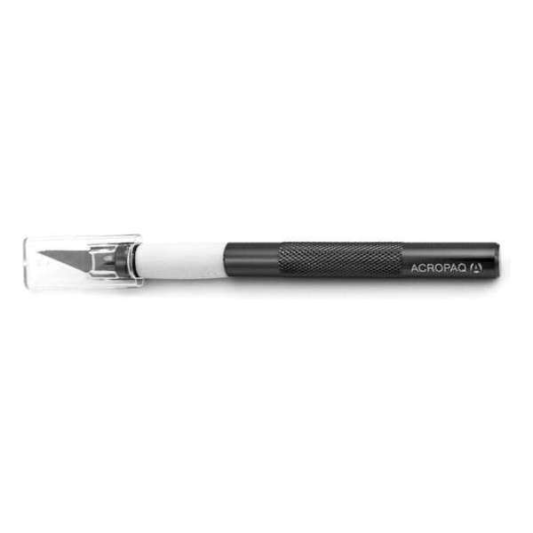 ACROPAQ Scalpel Hobbymes met softgrip zwart Aluminium - met 5 extra bladen