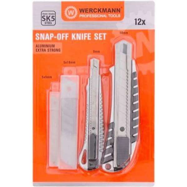 Werckmann Afbreekmessen Set / Stanley Messen Set / 9mm & 18 mm / Extra messen