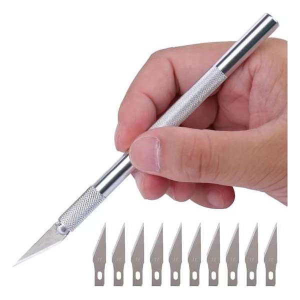 LOUZIR 9 delige metalen handvat scalpel mes- hout papier cutter craft pen- graveren- snijden- hobbymes