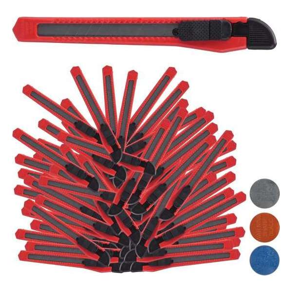 relaxdays afbreekmes 100 stuks - hobbymes - tapijtmes - snijmes - afbreekbaar - 9 mm rood