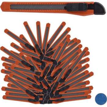 relaxdays afbreekmes 100 stuks - hobbymes - tapijtmes - snijmes - afbreekbaar - 9 mm Oranje