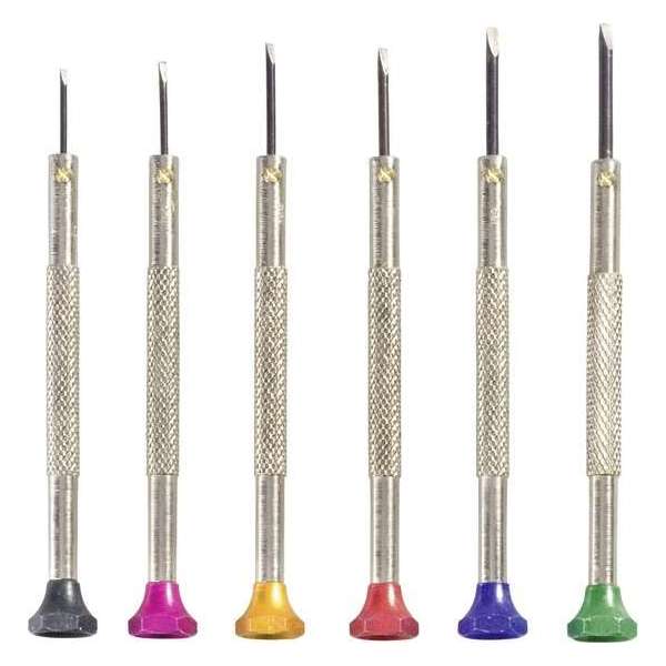 Horlogemaker-schroevendraaier set 12-delig Kopbreedte: 0.8 mm, 1 mm, 1.2 mm, 1.4 mm, 1.6 mm, 1.8 mm TOOLCRAFT 12-delar