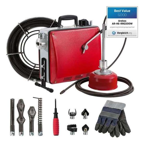 AREBOS Buisreinigingsapparaat - Pijpreiniger Machineafvoerreiniger - 500W - Rood Pijp