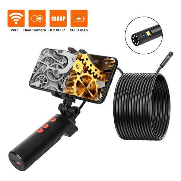 Endoscoop camera met wifi - 5 meter kabel - dual camera / lens - inspectiecamera - Full HD 1080p - LED-verlichting - Waterdicht