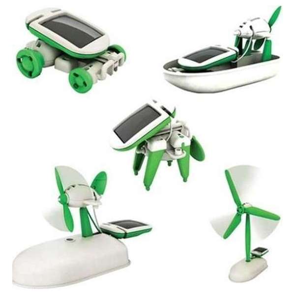 Zonne-energie 6 in 1 Toy Kit DIY Educatief Robot Auto Boot Hond Fan Plane Puppy