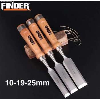 FINDER Tools Set van 3 Houtbeitels - Beitel - Beitelset - Steekbeitelset - Steekbeitel - 10mm - 19mm - 25mm