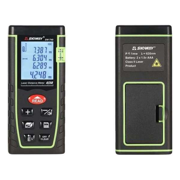 SNDWAY - Professionele Laser Afstandsmeter - 40 Meter Bereik - Laser Meetgereedschap - LCD Scherm