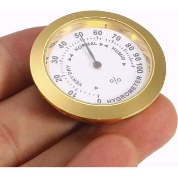 Hygrometer - hoge kwaliteit - accuraat - roestvrijstaal - compact - glas - gouden afwerking