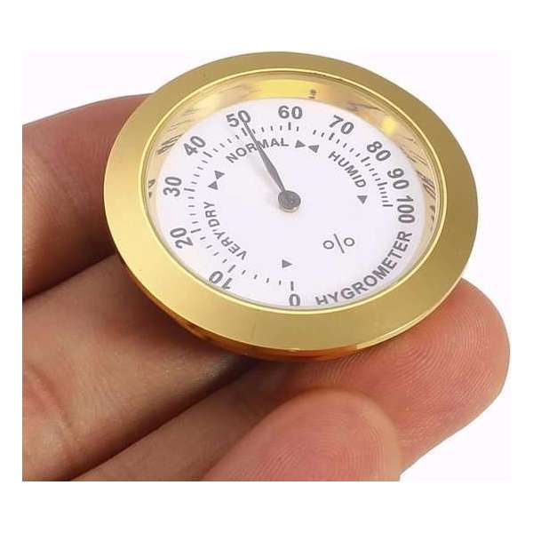 Hygrometer - hoge kwaliteit - accuraat - roestvrijstaal - compact - glas - gouden afwerking